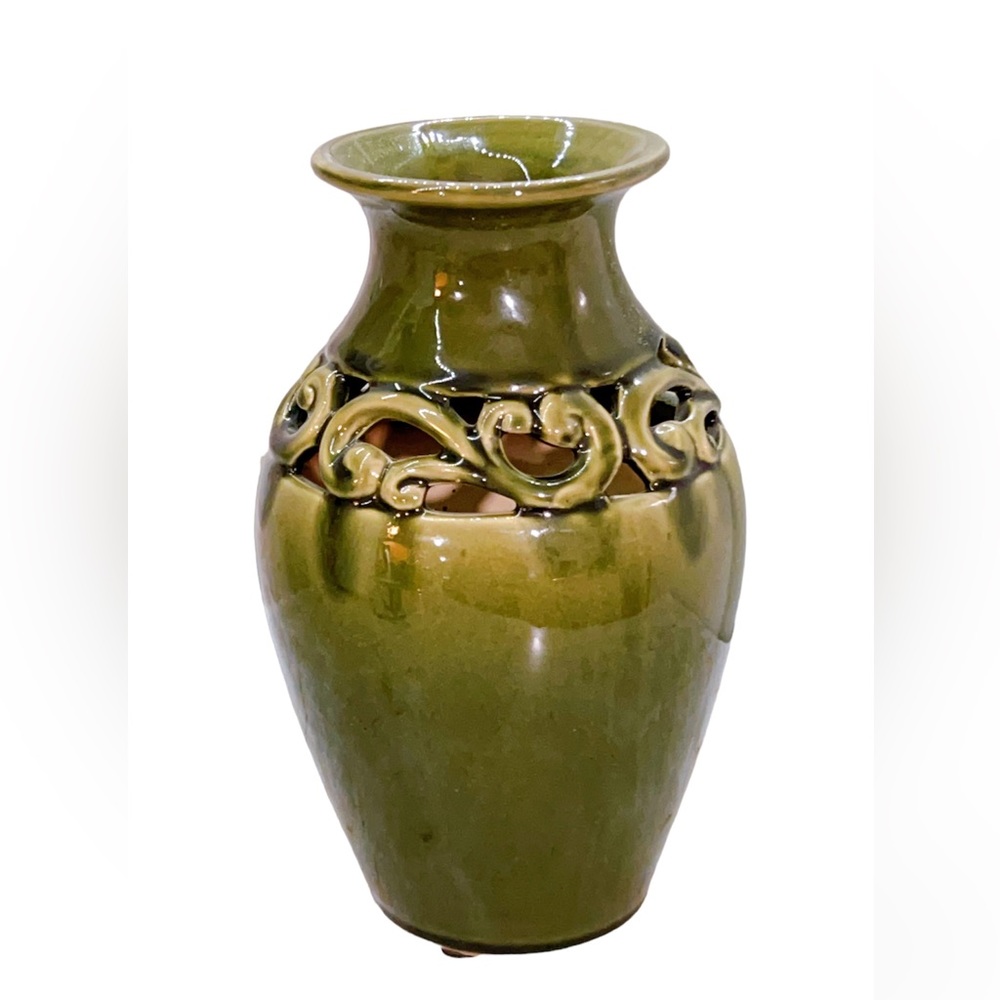 beautiful green vase with beautiful details